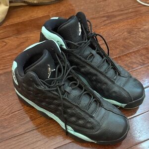 Jordan Athletic Shoes Black and Mint